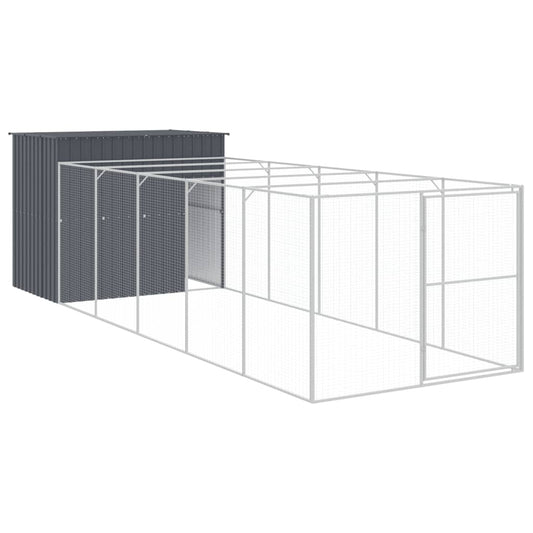 Vidaxl Caseta Perros Con Corral Acero Galvanizado Gris 214x661x181 Cm_0