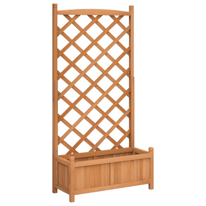 Jardinera Con Enrejado Marrón 75x35x150 Cm Madera Maciza De Abeto_0
