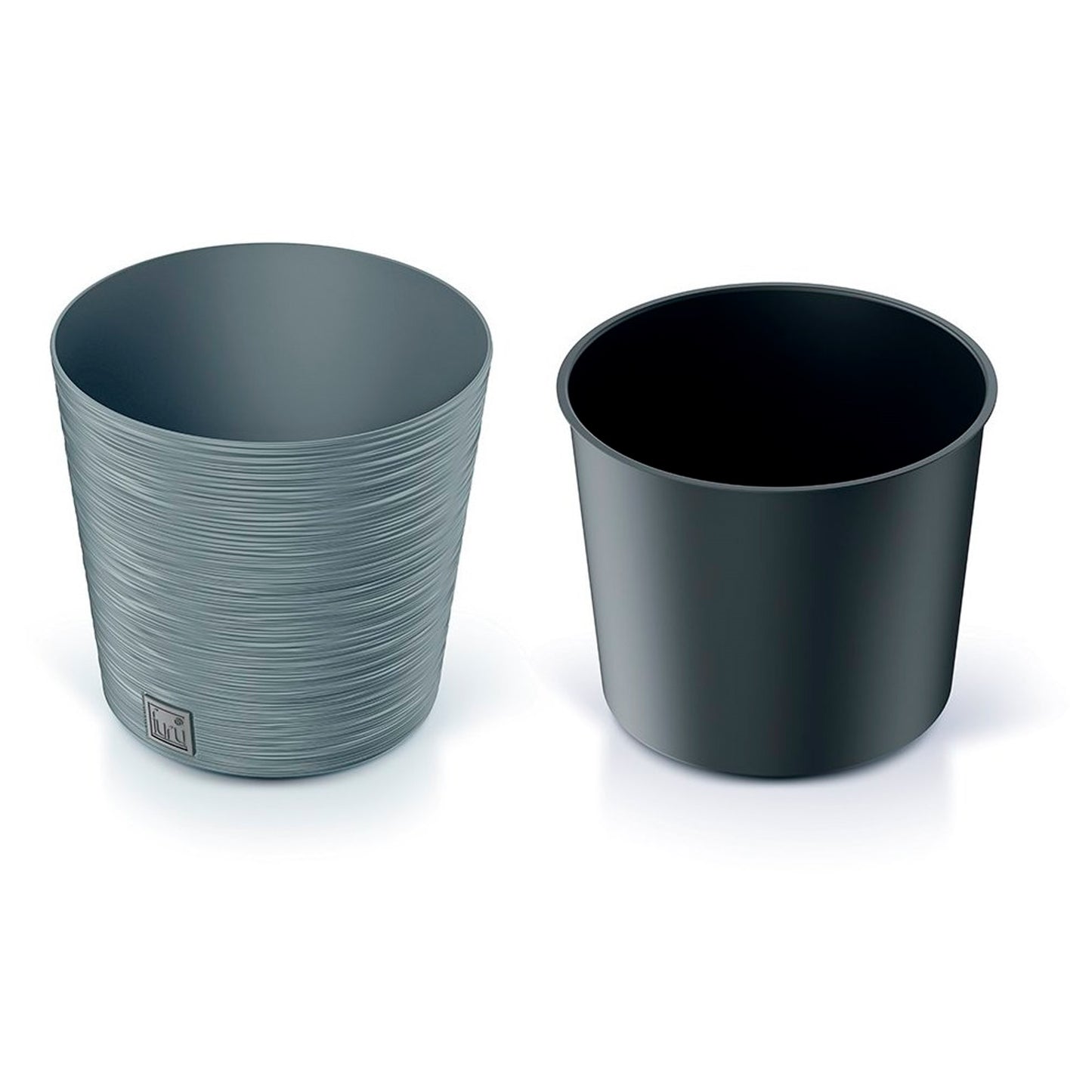 Macetero Color Cemento, Con Depósito, Colección Furu, De 25 X 25 X 24,7 Cm, Capacidad De 7,5 L._2