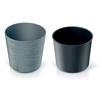 Macetero Color Cemento, Con Depósito, Colección Furu, De 25 X 25 X 24,7 Cm, Capacidad De 7,5 L._2