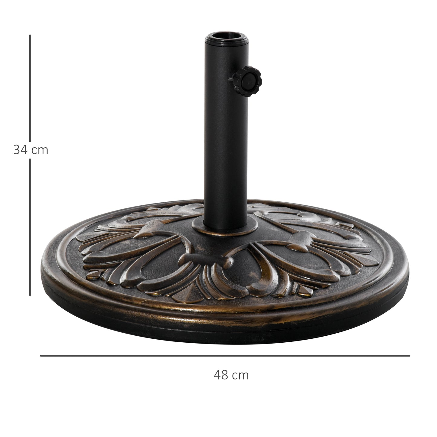 Outsunny Base De Sombrilla Redondo Peso 13 Kg De Hdpe Y Cemento Ø48x34 Cm Bronce_2