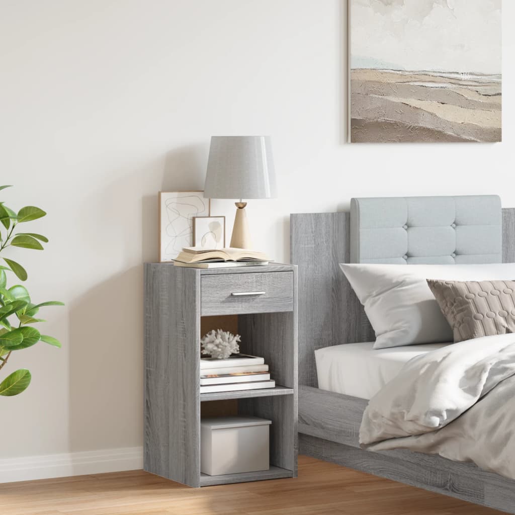 Mesita De Noche Madera De Ingeniería Gris Sonoma 35x34x65 Cm_1