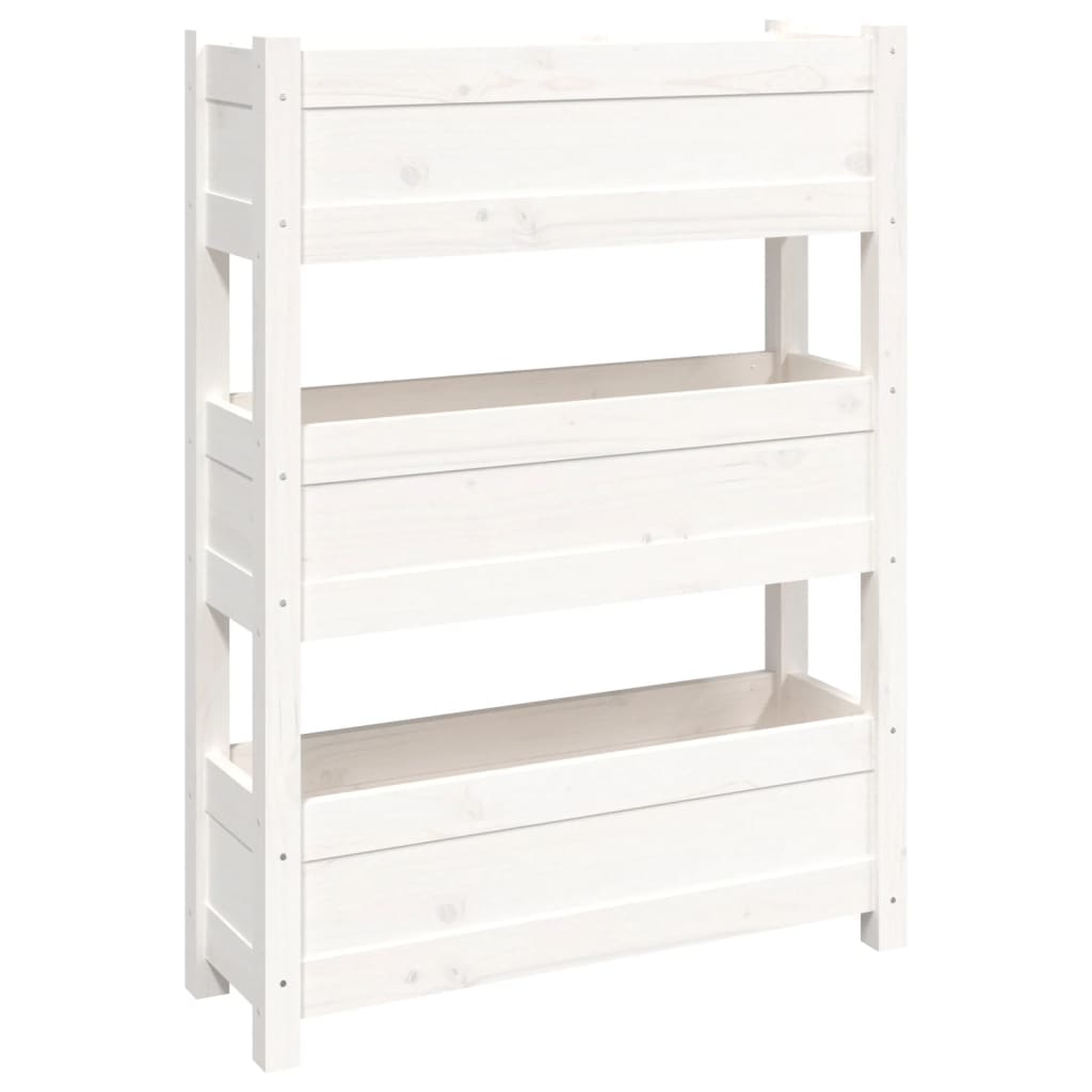 Jardinera De Madera Maciza De Pino Blanco 77x25x104,5 Cm_0
