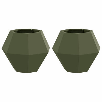 Jardinera 2 Pcs Verde Oliva 50 X 50 X 40 Cm Acero_0