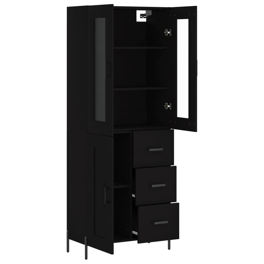 Aparador Alto Madera Contrachapada Negro 69,5x34x180 Cm_3