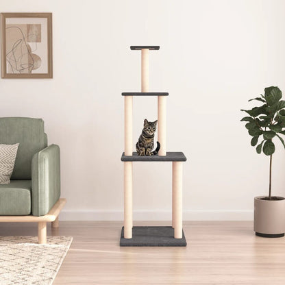Vidaxl Rascador Para Gatos Con Postes De Sisal Gris Oscuro 149 Cm_1