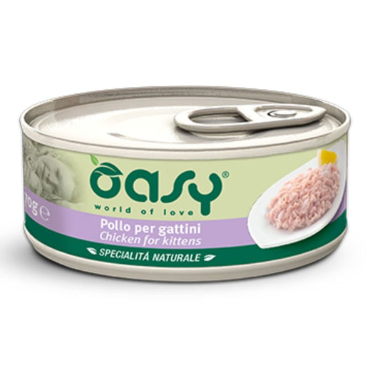 24 Latas De Comida Oasy Para Gato Kitten De Pollo (24x70g )_0