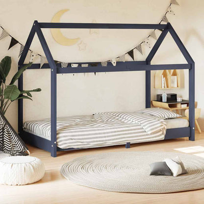 Vidaxl Estructura De Cama Infantil Madera Maciza Pino Gris 70x140 Cm_1