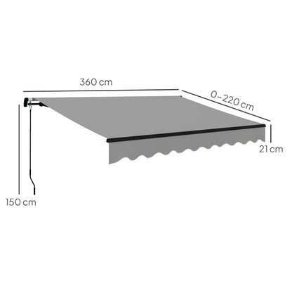 Outsunny Toldo Manual Retráctil 360x220 Cm Protección Uv30+ Gris_2
