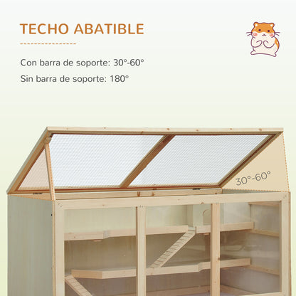 Pawhut Jaula De Madera Para Hámster Ratones Jerbos Y Otros Roedores Pequeños_5