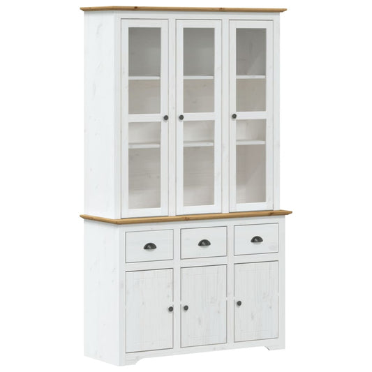 Aparador Alto Bodo Madera Pino Blanco Marrón 115,5x43x200,5 Cm / Vetonek_0