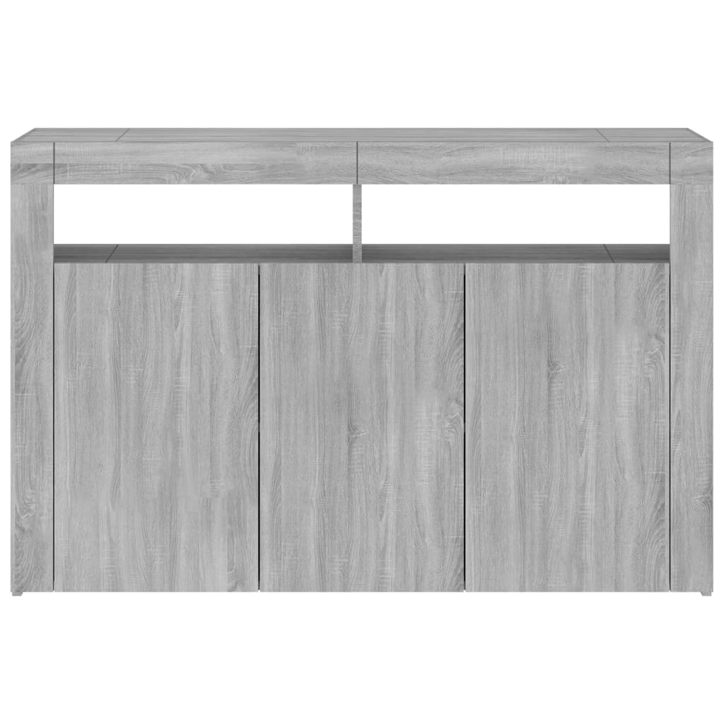 Aparador Con Luces Led Gris Sonoma 115,5x30x75 Cm / Vetonek_4
