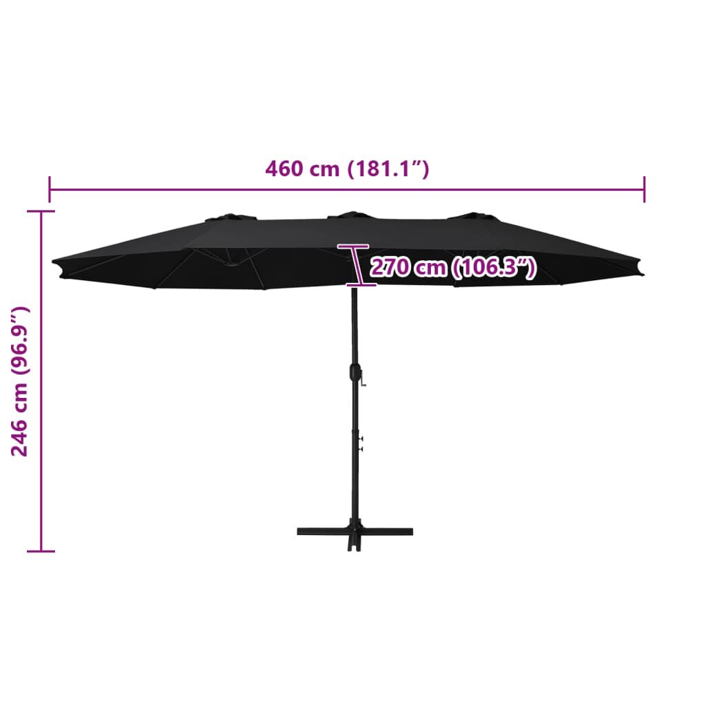 Vidaxl Sombrilla De Jardín Con Palo De Aluminio Negro 460x270 Cm_2