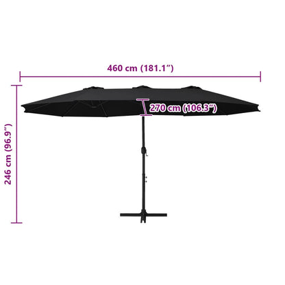 Vidaxl Sombrilla De Jardín Con Palo De Aluminio Negro 460x270 Cm_2