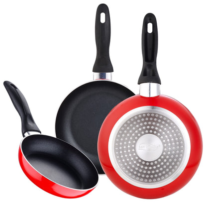 Batería De Cocina 5 Piezas Acero Inoxidable + Set 3pcs Sartenes 16/20/24 Rojo + Olla A Presión 22cm 5l San Ignacio_4