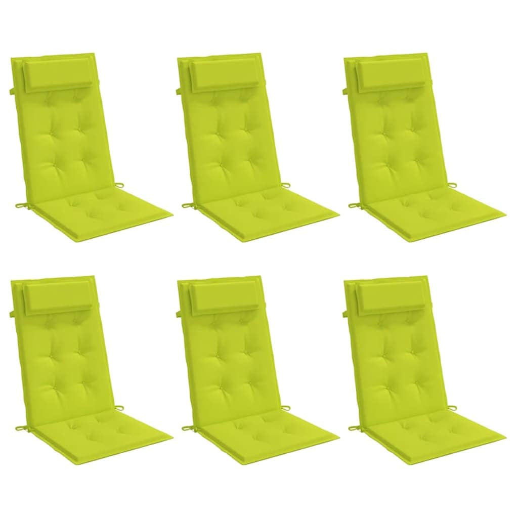 Vidaxl Cojines De Silla Respaldo Alto 6 Uds Tela Oxford Verde Brillo_0