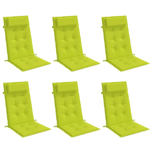 Vidaxl Cojines De Silla Respaldo Alto 6 Uds Tela Oxford Verde Brillo_0