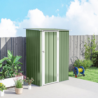 Outsunny Caseta De Jardín 1,07m² 142x86x189cm Metálico Con Puerta Verde_4