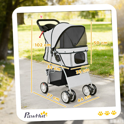 Pawhut Carrito Para Perros Plegable Con Cesta De Almacenaje 77x44x102 Cm Gris_2