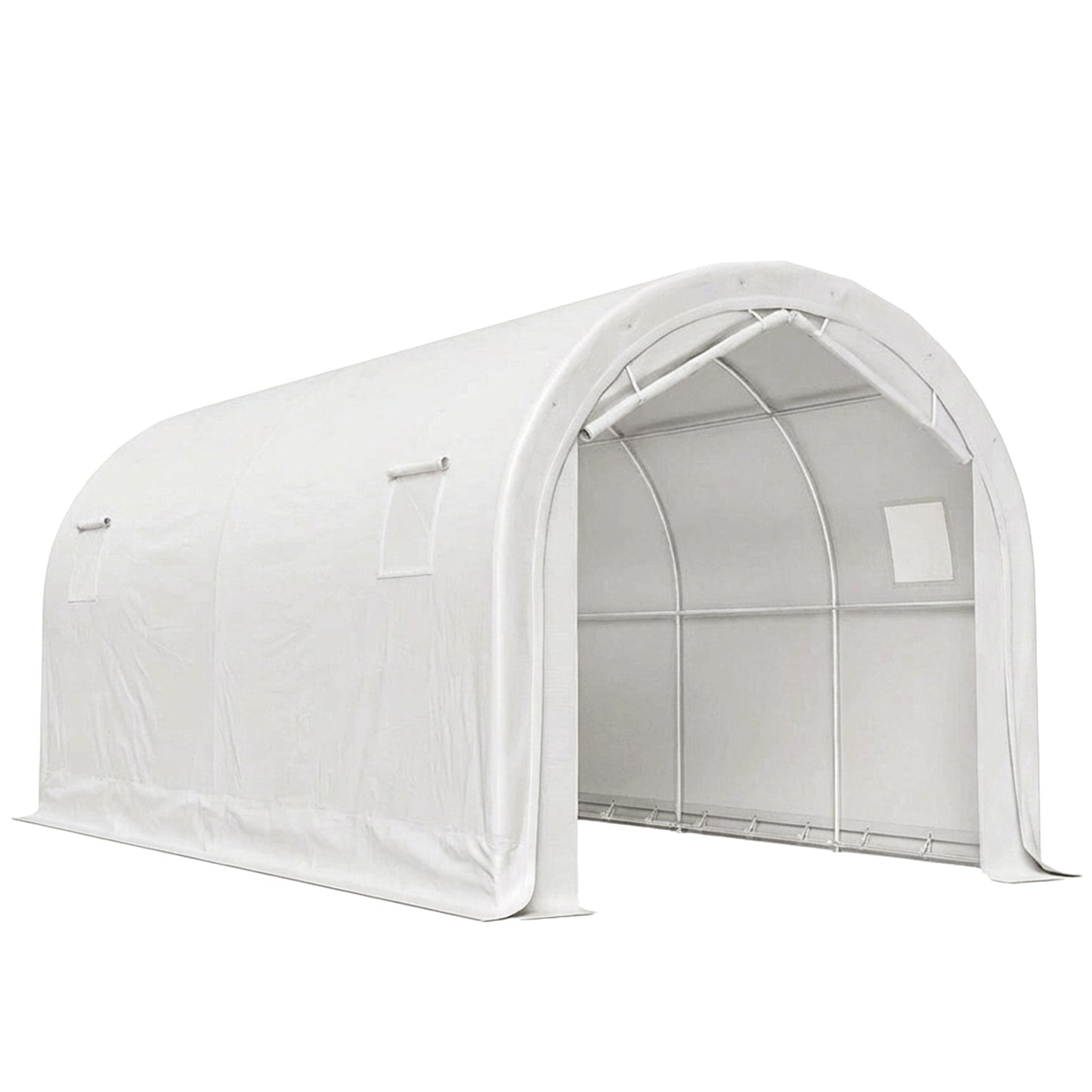Outsunny Carpa Garaje 3x6 M Impermeable Con Puerta Enrollable Y Ventanas Blanco_0