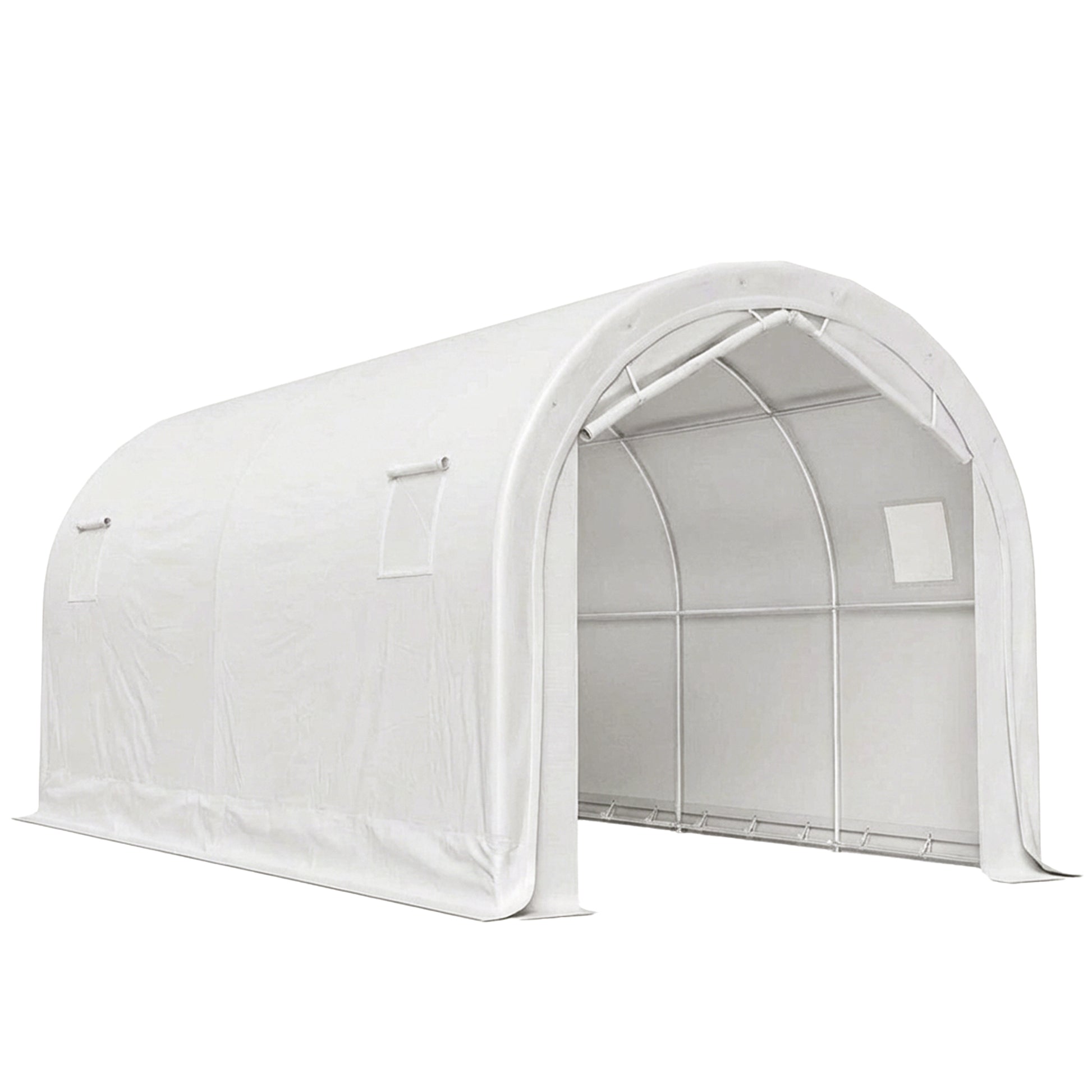 Outsunny Carpa Garaje 3x6 M Impermeable Con Puerta Enrollable Y Ventanas Blanco_0