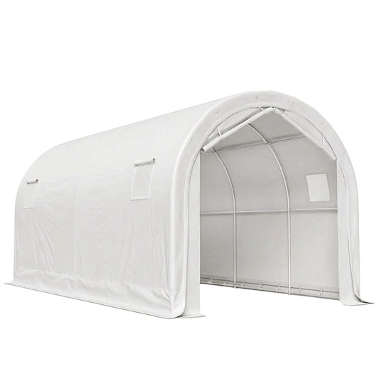 Outsunny Carpa Garaje 3x6 M Impermeable Con Puerta Enrollable Y Ventanas Blanco_0
