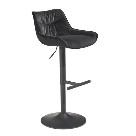 Taburete De Bar Terciopelo Negro Con Respaldo 86 - 106 Cm_0
