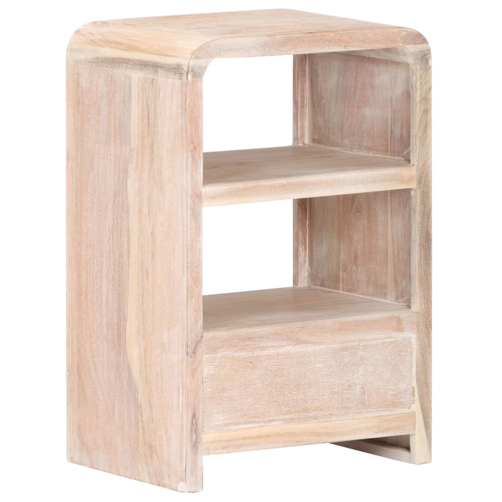 Mesita De Noche De Madera Maciza De Acacia 40x30x60 Cm_3
