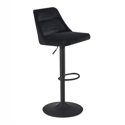 Taburete De Bar, Terciopelo Negro Con Respaldo 86 - 106 Cm_0