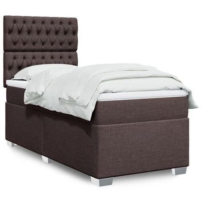 Cama Box Spring Con Colchón Tela Marrón Oscuro 100x200 Cm / Vetonek_3