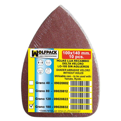 Lija Recambio Delta  140x100 Mm. Sin Agujeros Grano 180 (10 Piezas)_1