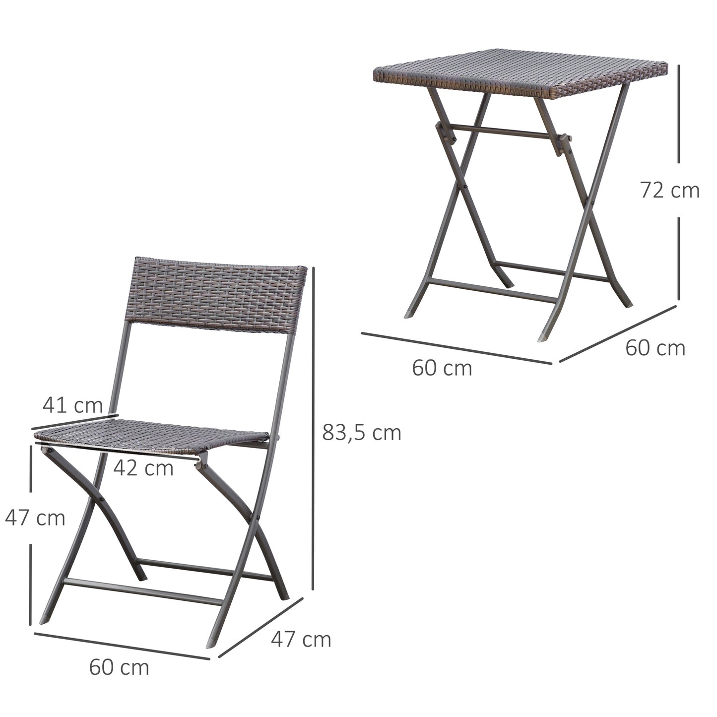 Outsunny Conjunto De Muebles Ratán De Jardín O Terraza 1 Mesa Y 2 Sillas_2