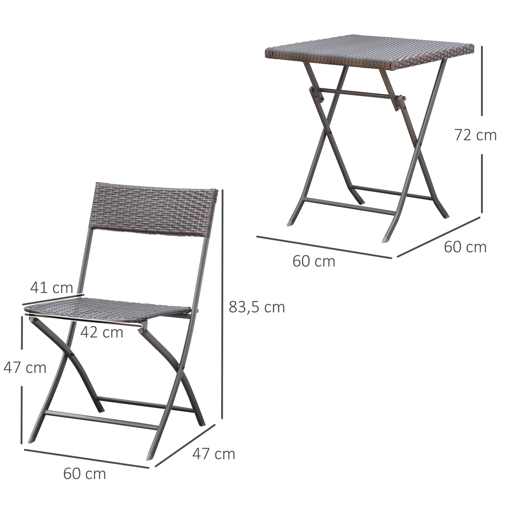 Outsunny Conjunto De Muebles Ratán De Jardín O Terraza 1 Mesa Y 2 Sillas_2