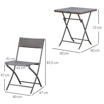 Outsunny Conjunto De Muebles Ratán De Jardín O Terraza 1 Mesa Y 2 Sillas_2