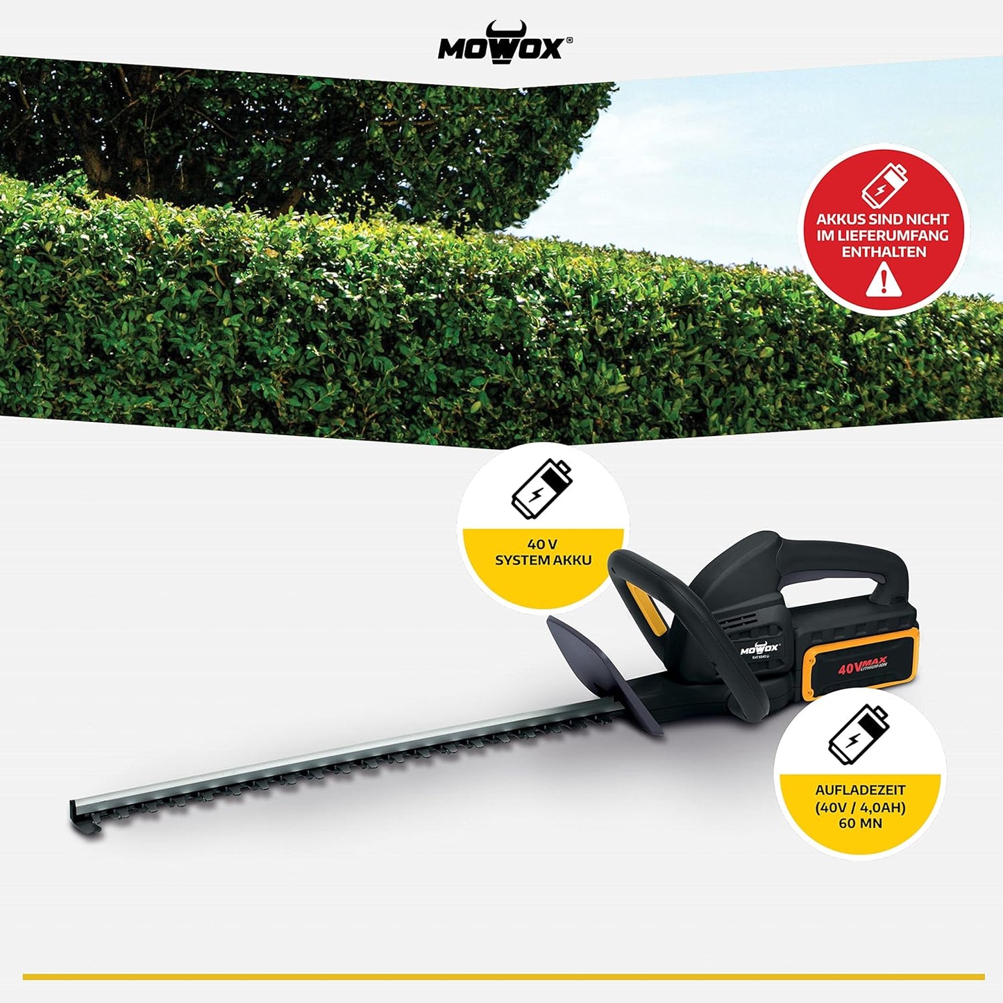 Mowox Cortasetos De Bateria 40 V, Longitud De Corte 550 Mm. No Incluye Bateria Ni Cargador_1