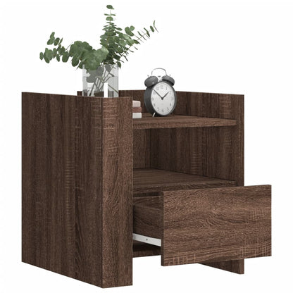 Mesita De Noche Madera De Ingeniería Roble Marrón 45x50x50 Cm_1