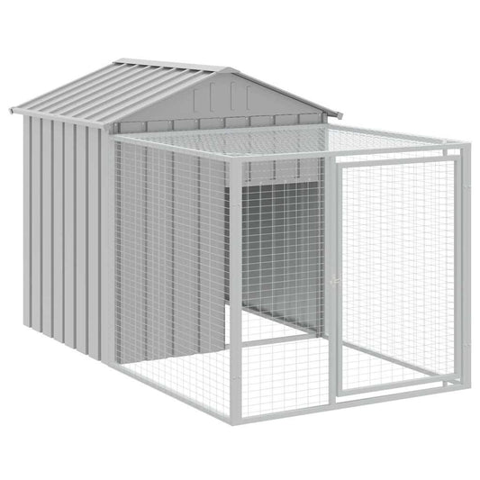 Vidaxl Jaula Para Gallinas Con Corral, Gris Claro, 117 X 201 X 123 Cm, Acero Galvanizado_0