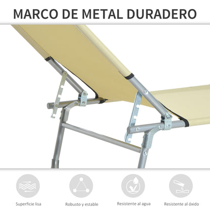 Outsunny Cama De Camping Plegable Tumbona Plegable Carga 120kg 187x58x28cm Beige_5