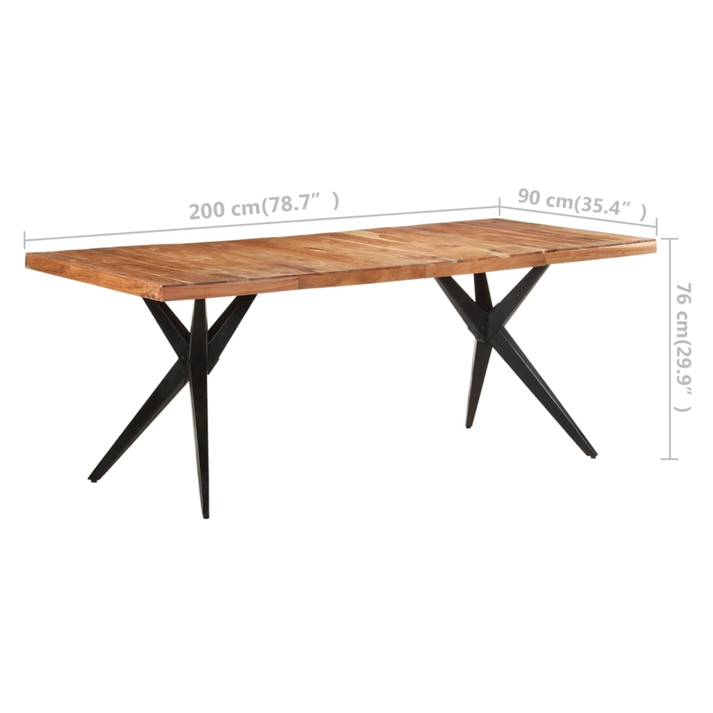Mesa De Comedor Madera Maciza De Acacia 200x90x76 Cm_4