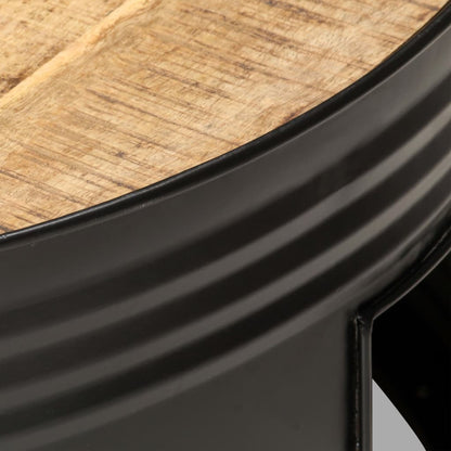 Mesa De Centro Madera Maciza De Mango Rugosa Negra 68x68x36 Cm_2