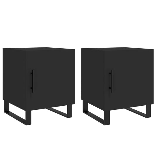 Mesitas De Noche 2 Uds Madera De Ingeniería Negro 40x40x50 Cm_0