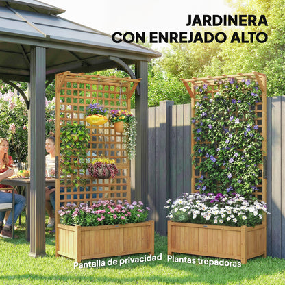 Outsunny Jardinera Con Enrejado De Madera Para Trepadora Plantas 90x45x183 Cm_3