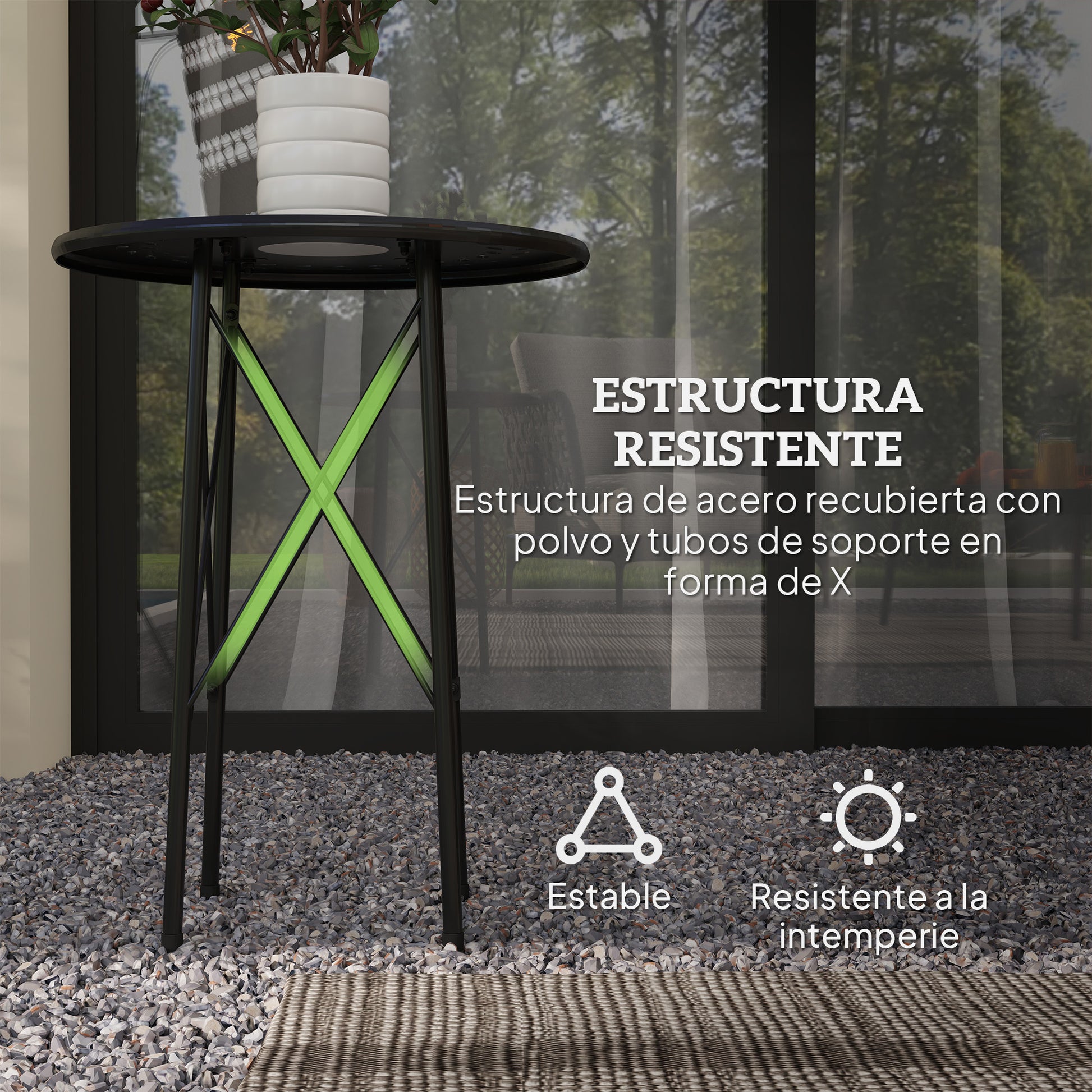 Outsunny Mesa De Jardín Redonda Ø40x50 Cm Para Interior Y Exterior Negro_4