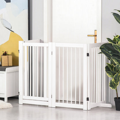 Pawhut Barrera Para Perros Plegable De 4 Paneles Con Puerta 220x36x91 Cm Blanco_1