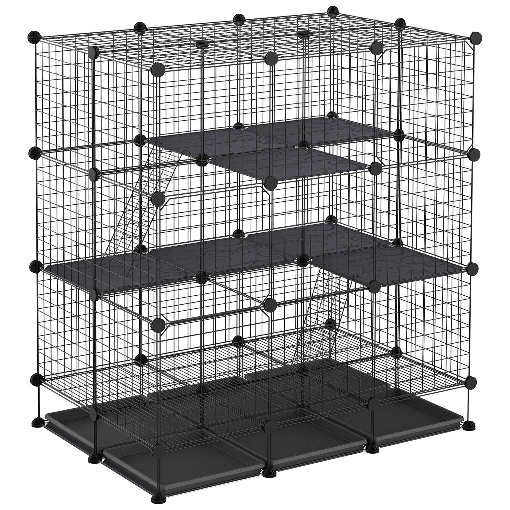 Pawhut Jaula Para Pequeños Animales Diy Con 4 Puertas 6 Bandejas 111x75x119 Cm_0