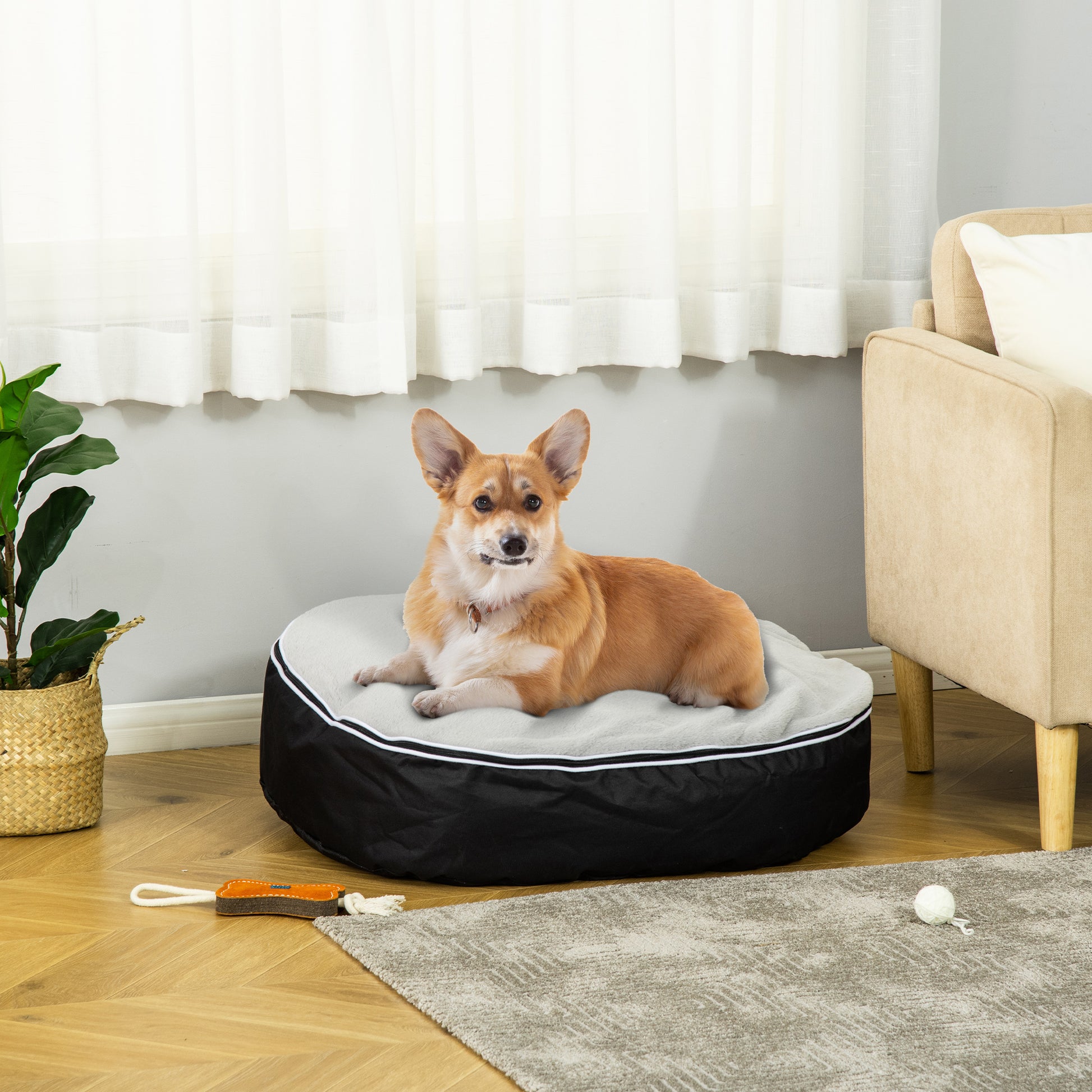 Pawhut Cama Para Perros Lavable Con Funda Desenfundable Tela Oxford Felpa Suave_1