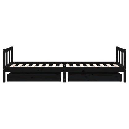 Vidaxl Estructura De Cama Niños Con Cajones Madera Pino Negro 90x200cm_5