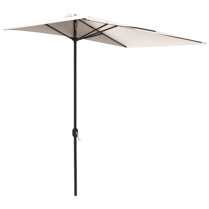 Outsunny Media Sombrilla 230x130x245 Cm Parasol De Pared Con Manivela Crema_0