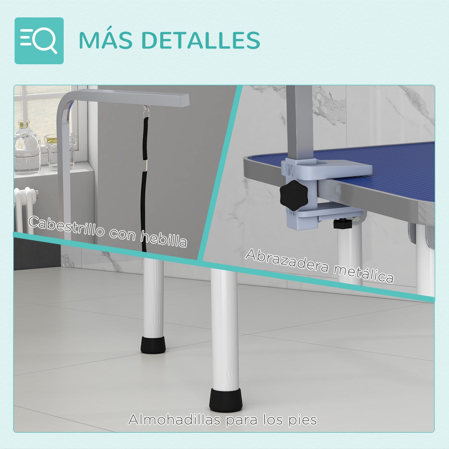 Pawhut Mesa De Peluquería Canina Plegable Encimera Antideslizante Azul_3