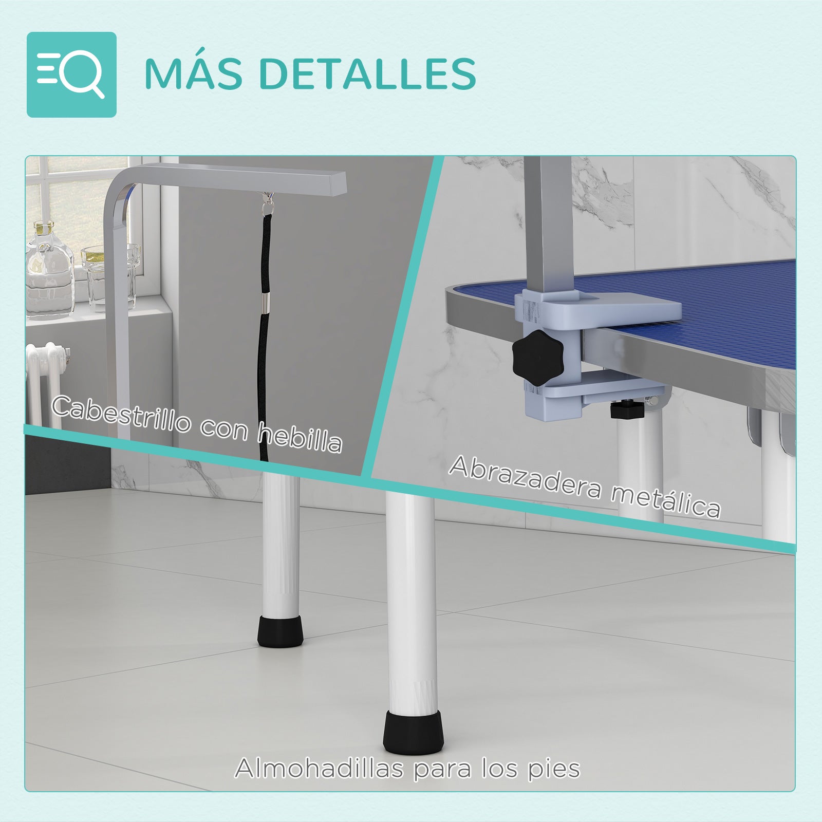 Pawhut Mesa De Peluquería Canina Plegable Encimera Antideslizante Azul_3